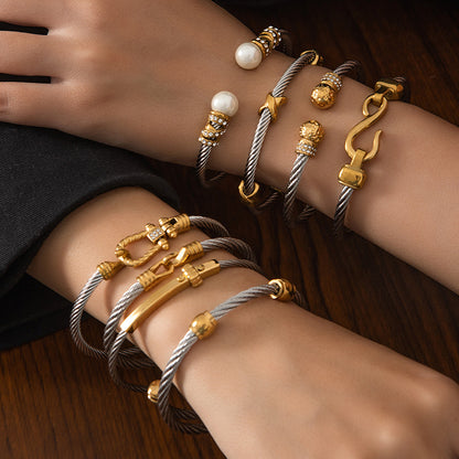 Women Fashion Steel Wire Rope Titanium Steel Twist Bracelet