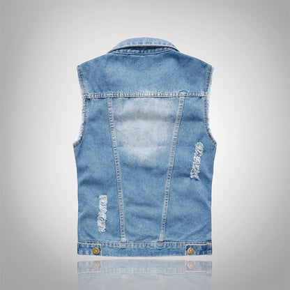 Chaleco vaquero ajustado de talla grande para hombre