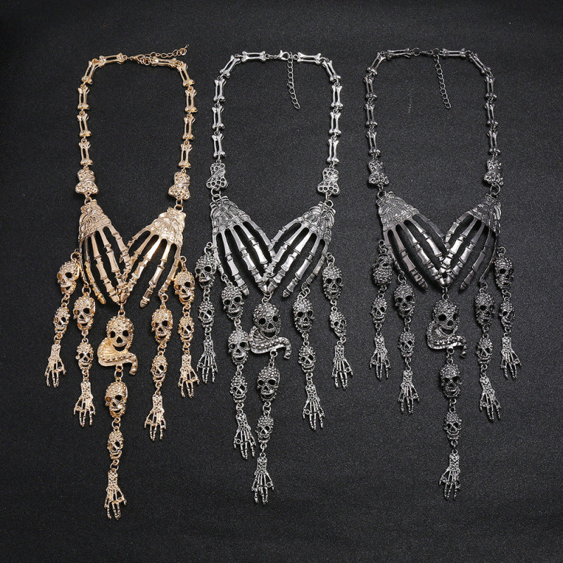 Collar de fantasma de Halloween exagerado estilo punk retro para mujer