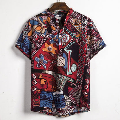 Camisa informal de vacaciones para hombre con estampado de flores diminutas en 3D