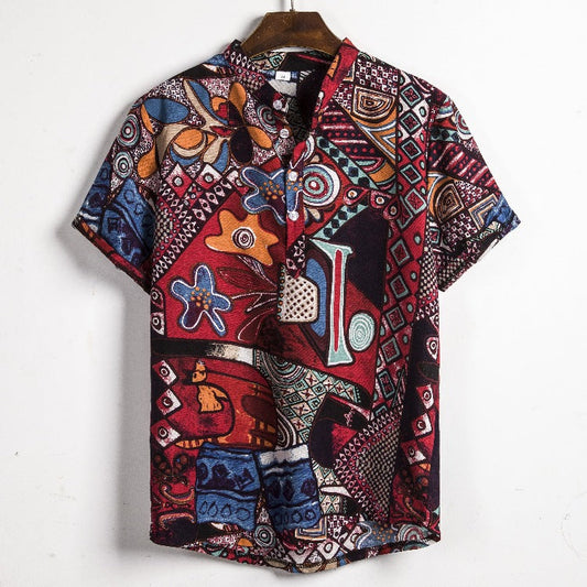Camisa informal de vacaciones para hombre con estampado de flores diminutas en 3D