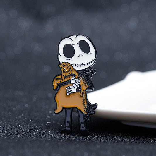 Broches en métal pour femmes, motif tête de mort, goutte d'huile, mode Halloween
