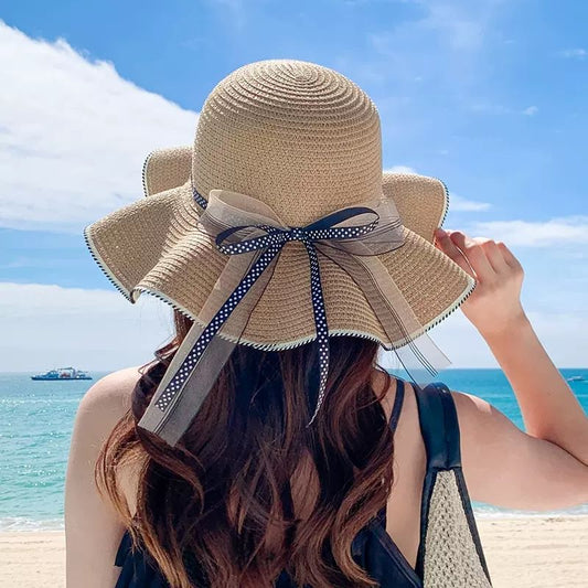 Beach Holiday Straw Sun Hat Dome Style Fabric