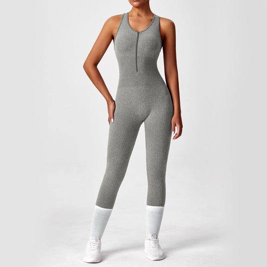 Women's Yoga Solid Color Hollow Out Sleeveless Jumpsuit