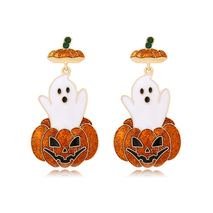 Women Fashion Exaggerated Ghost Pumpkin Earrings