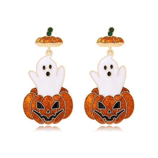 Women Fashion Exaggerated Ghost Pumpkin Earrings