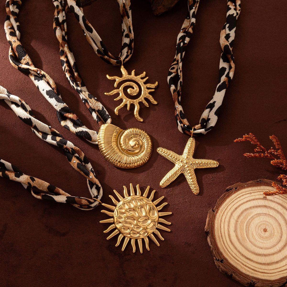 Women Fashion Leopard Starfish Pendant Sea Necklace