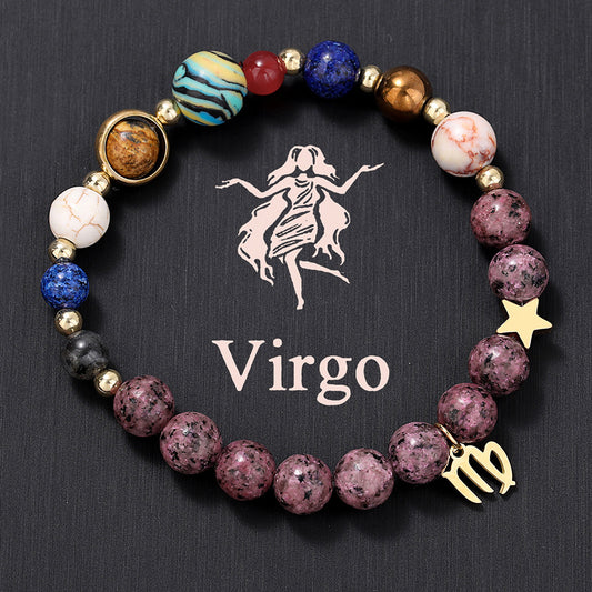Fashion 12 Constellation Stainless Steel Beaded Bracelet