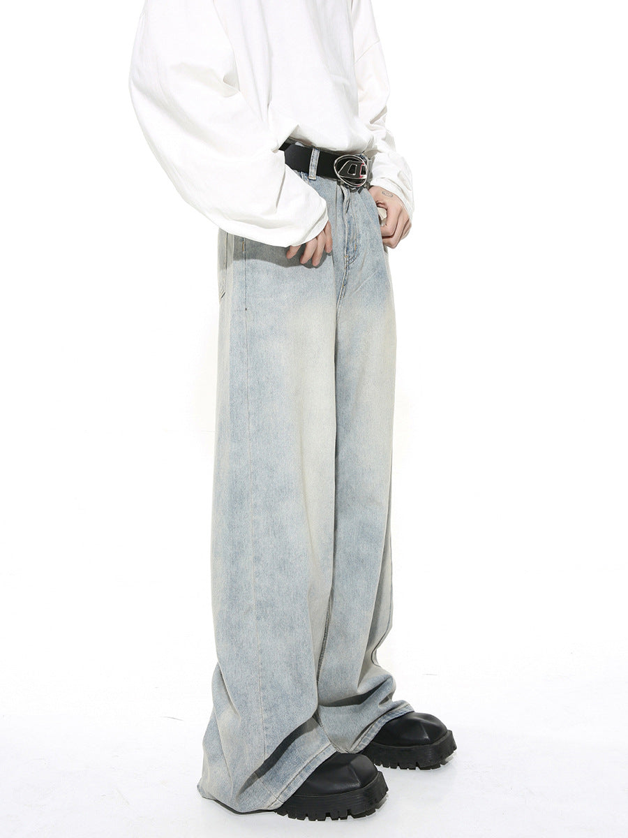 Jean simple et ample à jambe droite pour homme