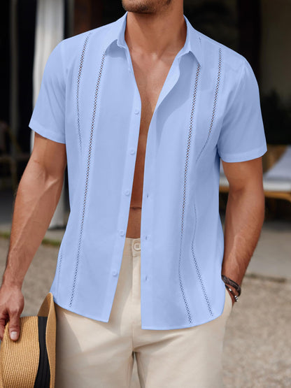 Men's Fashion Casual Solid Color Short-Sleeve Shirt