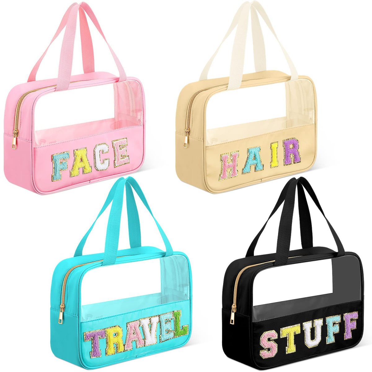 Fashion Transparent PVC Letters Portable Cosmetic Bag