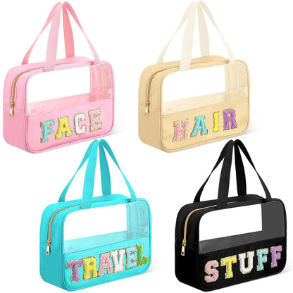 Fashion Transparent PVC Letters Portable Cosmetic Bag