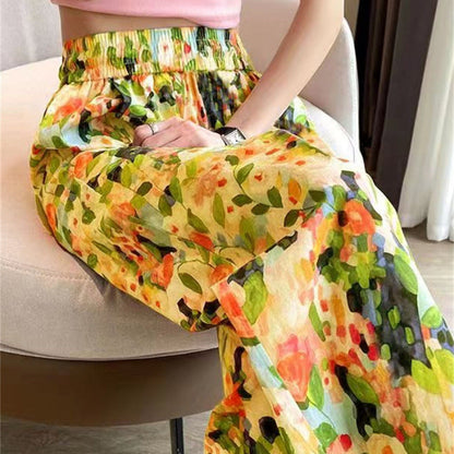 Women's Floral Print High Waist Wide Leg Pants