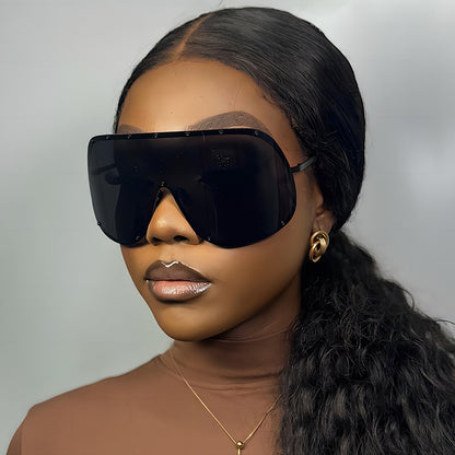 Fashion Large Frame Sunglasses - Metal Oval Style