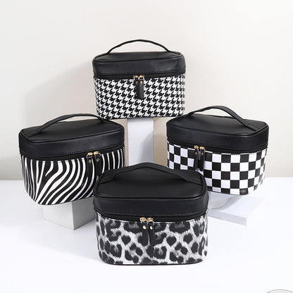 Bolsa de cosméticos de pata de gallo de moda en blanco y negro
