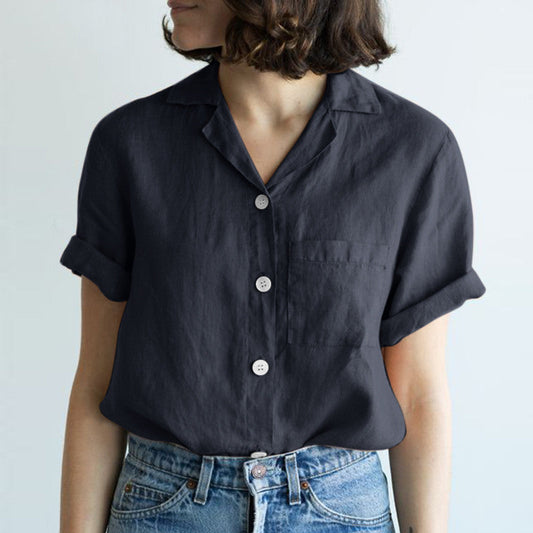 Blusa casual de color sólido de moda para mujer