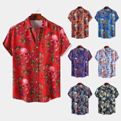 Camisa con estampado de flores diminutas en 3D para hombre, ideal para vacaciones de verano