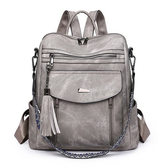 Women Casual Fashion Zipper Backpack in PU Material