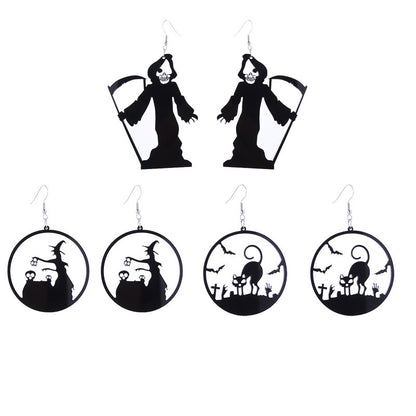 Halloween Women Horror Funny Dark Spider Bat Ghost Witch Acrylic Earrings