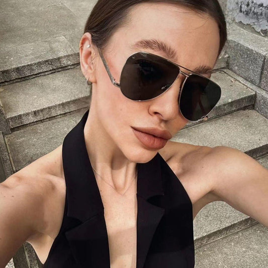 Women Double Beam Irregular Frame Sunglasses