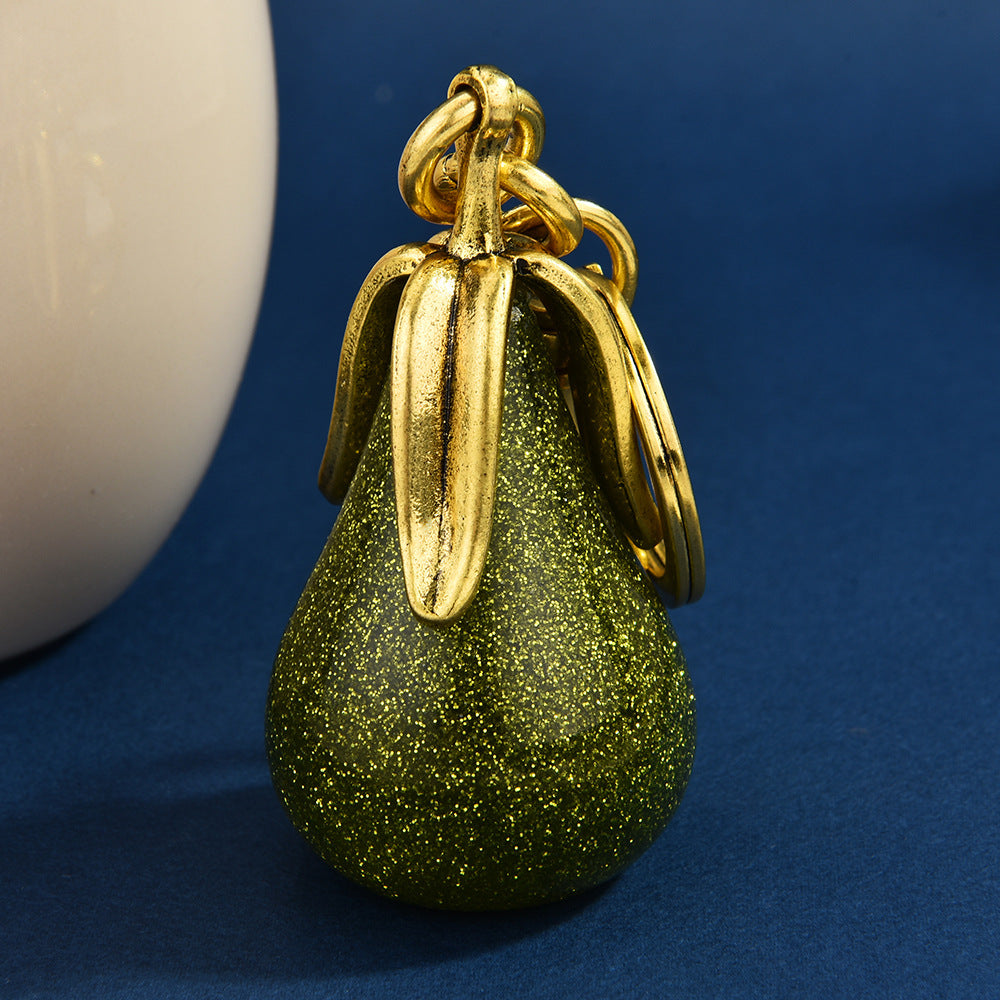 Women Fashion Golden Pear Pendant Keychain