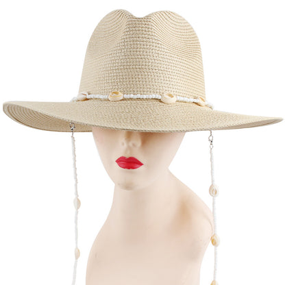 Chapeau de soleil en paille Panama à larges bords pour femme, idéal pour les vacances d'été