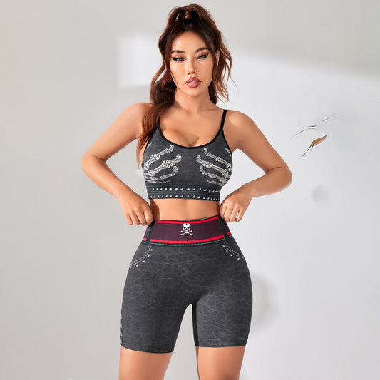Women Fashion Skull Print Yoga Sports Set