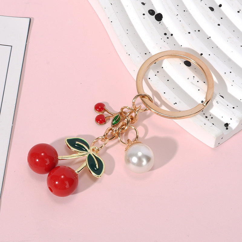 Fashion Red Cherry Fruit Key Chain