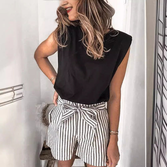 Women Fashion Casual Solid Color Blank T-Shirt