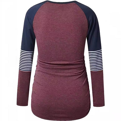 Autumn Round Neck Long Sleeve Cotton Pregnant T-Shirt