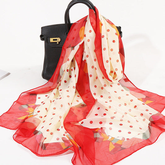 Bufanda de gasa con bloques de color para mujer, moda primavera-verano