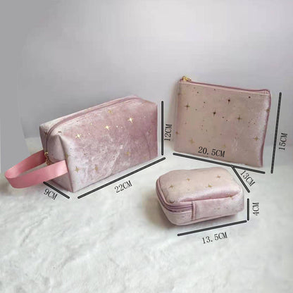 Neceser de terciopelo con cremallera para mujer