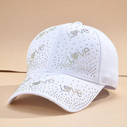 Gorra de béisbol con visera de sol y diamantes de imitación para mujer