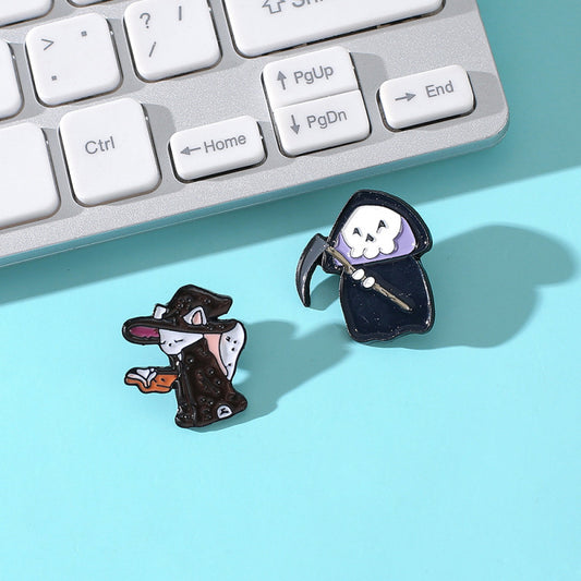 Halloween Cartoon Skeleton Ghost Metal Brooch