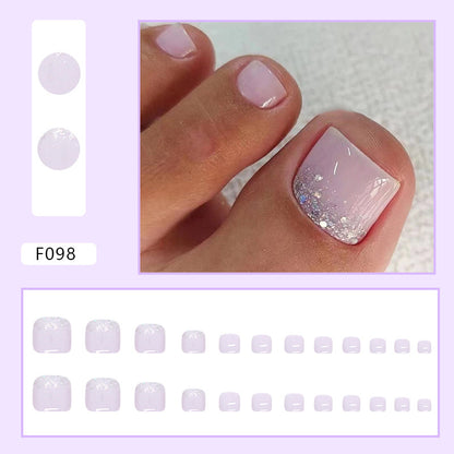 Faux ongles élégants et naturels à paillettes de couleur unie