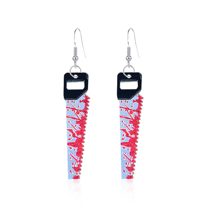 Pendientes acrílicos con forma de corazón sangrante para Halloween, divertidos y creativos.