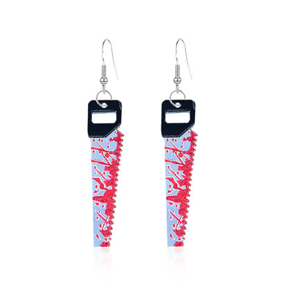 Pendientes acrílicos con forma de corazón sangrante para Halloween, divertidos y creativos.