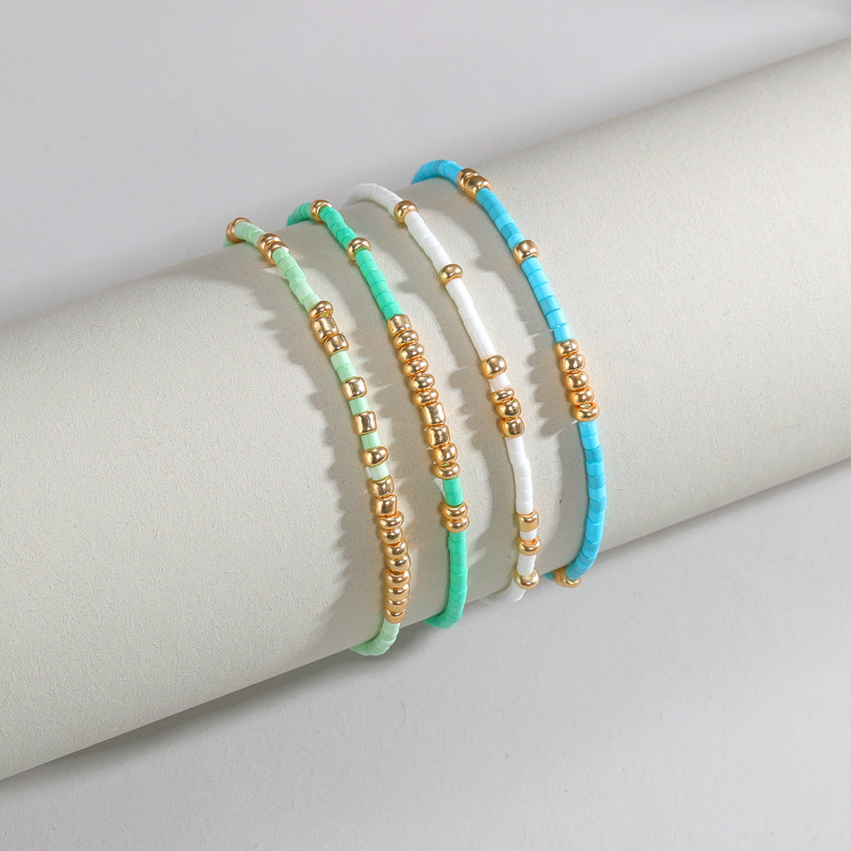 Conjunto de pulseras de cuentas de arroz estilo bohemio para mujer