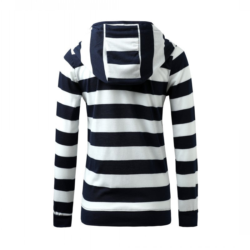 Long Sleeve Cotton Hoodie with Rope Stripe Design