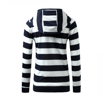 Long Sleeve Cotton Hoodie with Rope Stripe Design