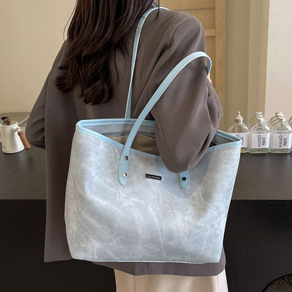 Fashion Large Capacity Women Tote Bag in PU Material