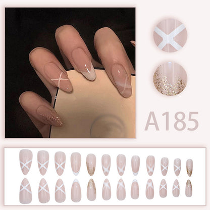 Ongles à coller, nude, transparents, doux, simples, blancs et pailletés