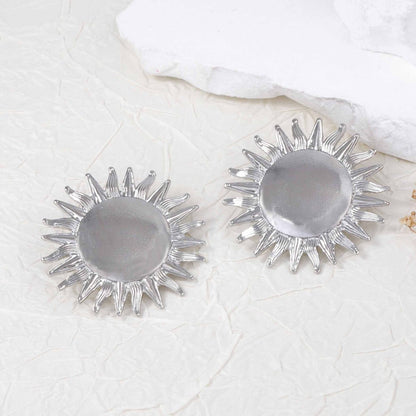 Women Fashion Simple Alloy Sunflower Earrings - Gold Silver Jewelry