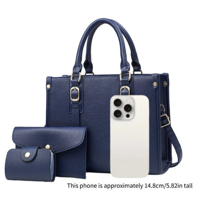 Classic Litchi Pattern Women Bag Set with Multiple Colors