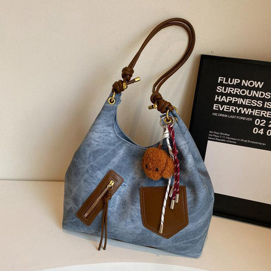 Bolso de mano retro informal de gran capacidad para mujer