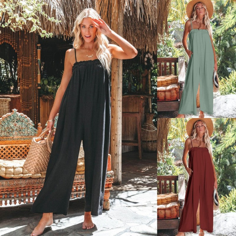 Mono informal de verano para mujer, color liso, para vacaciones