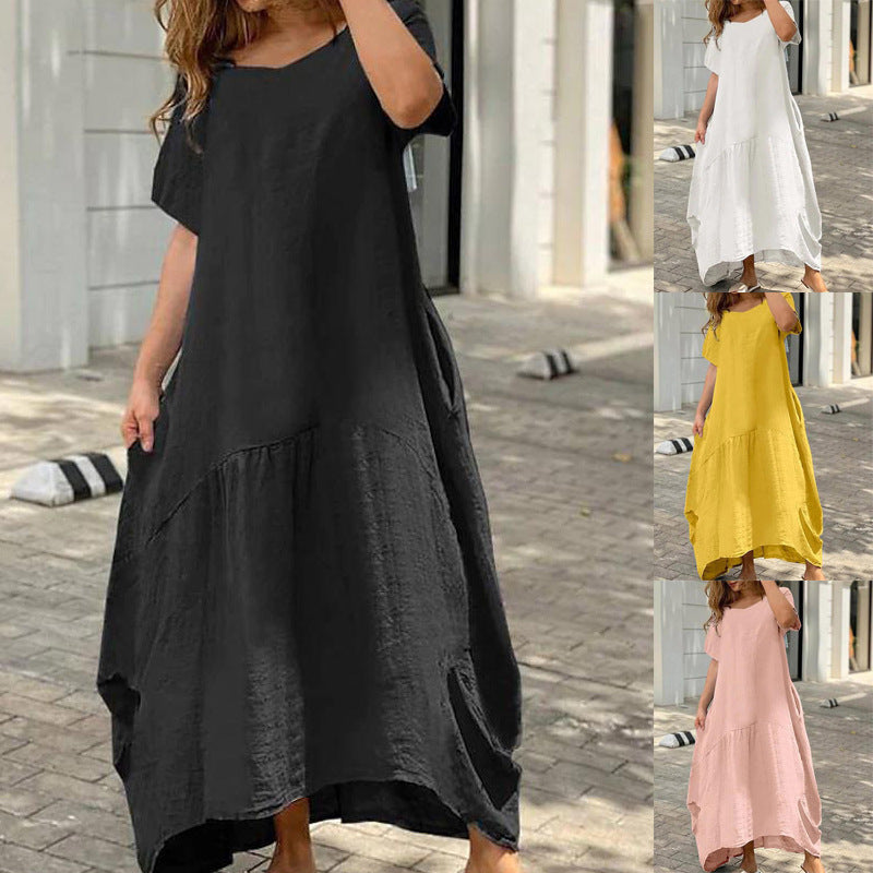 Women Fashion Casual Loose Plus Size Maxi Dress