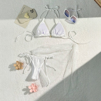 Traje de baño sexy de color sólido con agujeros para mujer