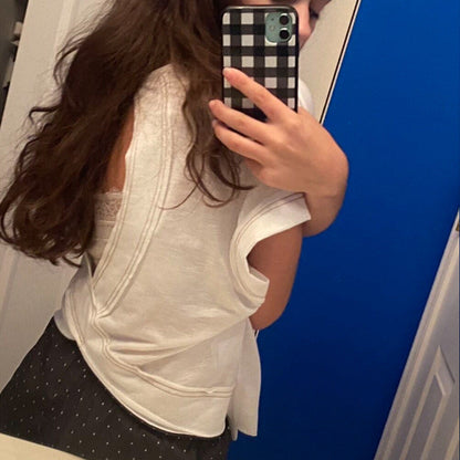 Camiseta informal holgada de verano para mujer, con cuello redondo y manga corta
