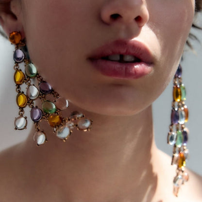 Pendientes bohemios de cuentas multicolores para mujer